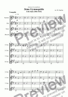 page one of Satie - Gymnopedie no3 (Sax Quartet)