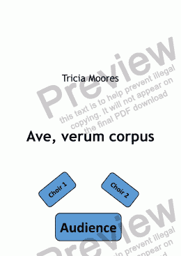 page one of Ave verum corpus (antiphonal SATB + SATB) - score only