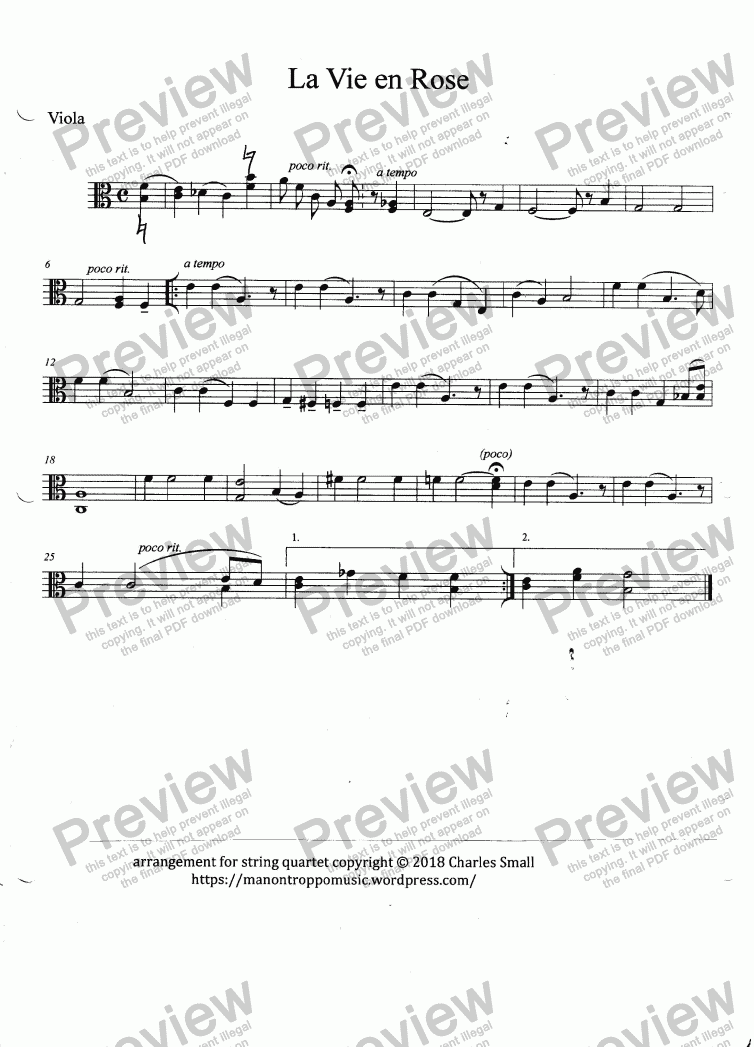 La Vie En Rose Set Of Parts Download Sheet Music Pdf File