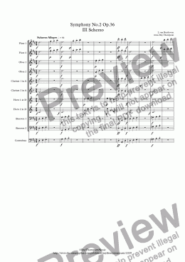 page one of Beethoven: Symphony No.2 Op.36  III Scherzo - wind dectet