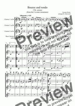 page one of d'Indy - Bouree and rondo for clarinet quartet (3Bb & Bass)