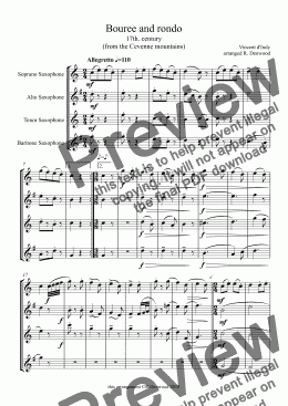 page one of d'Indy - Bouree and rondo for Saxophone quartet (S.A.T.B.)