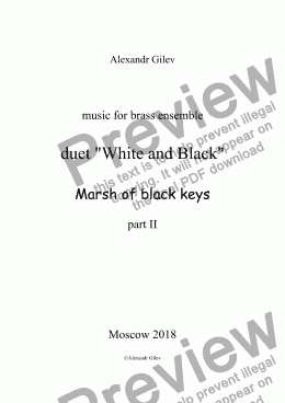 page one of duet "White and Black"  Marsh of black keys Part II