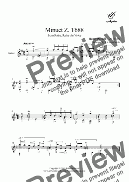 page one of Minuet Z. T688 for solo guitar