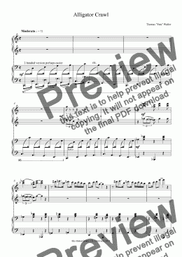 page one of Waller - Alligator Crawl for 4 hand piano duet.