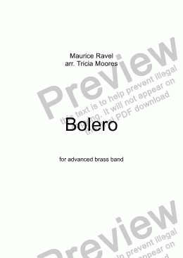 page one of Bolero (Ravel) - brass band