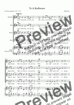 page one of To A Redbreast - Choir SATB