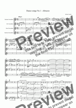 page one of Casella - Dance songs No.1 for Saxophone quartet (SATB)