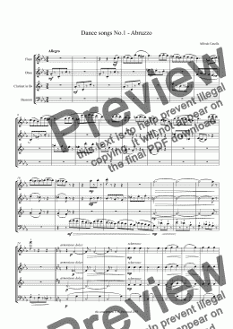 page one of Casella - Dance songs No.1 for woodwind quartet (Fl.Ob.BbClt.Bsn)