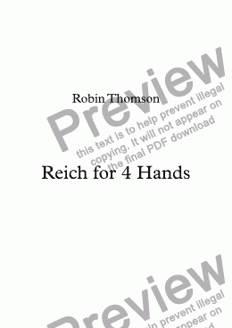 page one of Reich for Four Hands 
