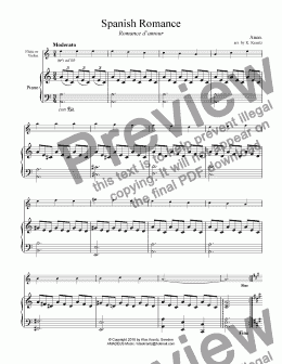 page one of Spanish Romance / Romanza for flute or violin and piano (A Minor)