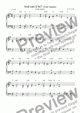 page one of And Can it Be - Sagina - Last Verse Arrangement
