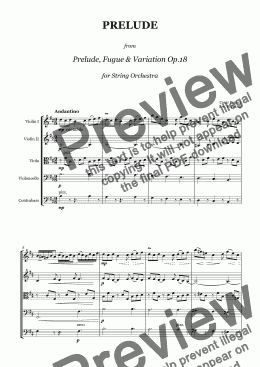 page one of C. Franck - PRELUDE  from  "Prelude, Fugue & Variation" Op.18 for String Orchestra