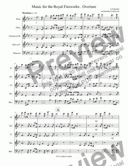 page one of Music for the Royal Fireworks . Overture