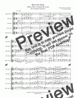 page one of Were You There (When They Crucified My Lord) (for Saxophone Quartet SATB or AATB)