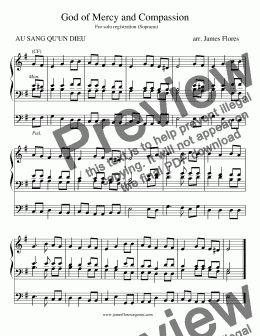 page one of Hymn tune: God of Mercy and Compassion for solo organ registration