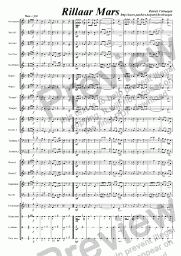 page one of Rillaar Mars (for fanfare band)