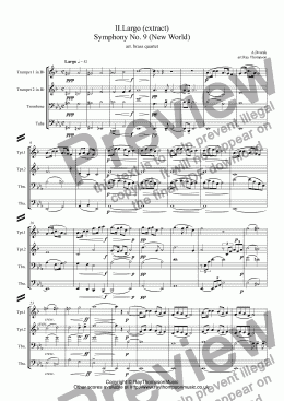 page one of Dvorak: II.Largo (extract) Symphony No. 9 (New World) - brass quartet