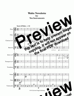 page one of Waltz Novelette for Ten Instruments - Score and parts