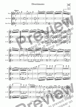 page one of Vanhal Divertimento Trio arr. concert flute, alto flute and bass flute