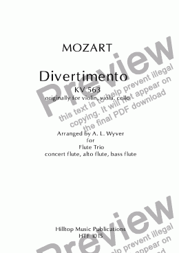 page one of Divertimento KV 563 arr. concert flute, alto flute and bass flute