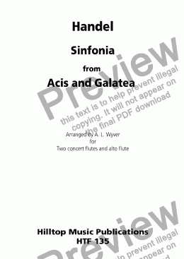 page one of Sinfonia from Acis and Galatea arr. two flutes and alto flute