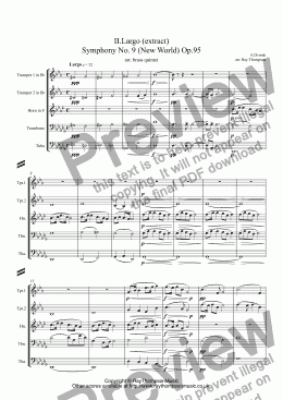 page one of Dvorak: II.Largo (extract) Symphony No. 9 (New World) Op.95 (horn feature) - brass quintet