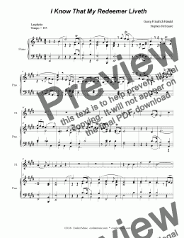 page one of I Know That My Redeemer Liveth (for Flute Solo & Piano)