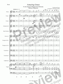 page one of Creider - Amazing Grace for Organ and Mixed Chamber Ensemble