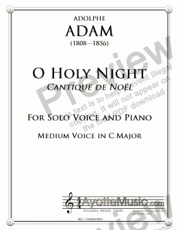 page one of Adam - O Holy Night / Cantique de Noel for Medium Voice in C Major