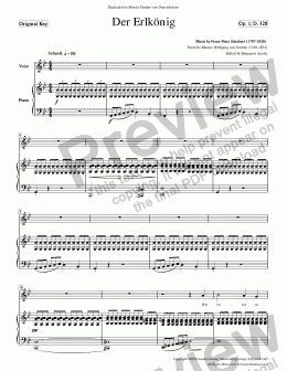 page one of Schubert - Erlkoenig for High Voice in G minor