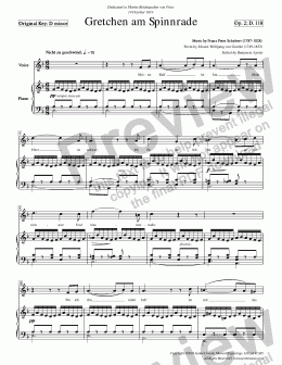 page one of Schubert - Gretchen am Spinnrade for High Voice in D minor
