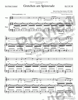 page one of Schubert - Gretchen am Spinnrade for Low Voice in A minor