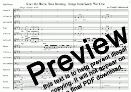 page one of Keep the Home Fires Burning - Songs from World War One arranged for Brass Band