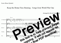 page one of Keep the Home Fires Burning - Songs from World War One arranged for Brass Quintet