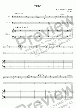 page one of Mozart / Stadler, Drei fragmentarische (Klavier-)Triosätze d-Moll KV 442 – Flöte (anstelle Violine)