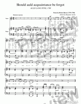 page one of Burns - Auld Lang Syne for Voice and Piano