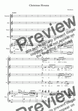 page one of Christmas Hosana - choir + piano