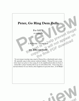 page one of Peter, Go Ring Dem Bells - SATB Choir a cappella