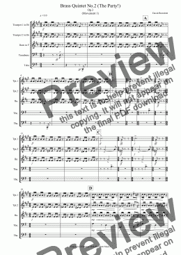page one of Brass Quintet No.2 Op.3 (The Party!) Movement 1