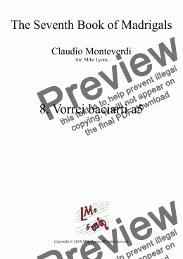 page one of Brass Quintet - Monteverdi Madrigals Book 7 - 08. Vorrei baciarti a5