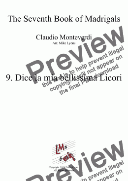 page one of Brass Sextet - Monteverdi Madrigals Book 7 - 09. Dice la mia bellissima Licori a6