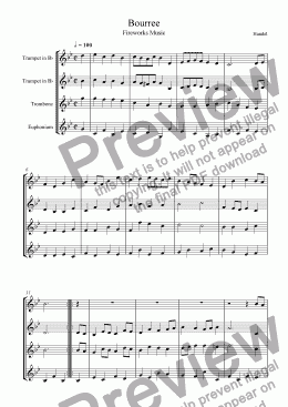 page one of Bouree from the Fireworks Music