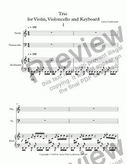 page one of Trio  for Violin, Violoncello and Keyboard