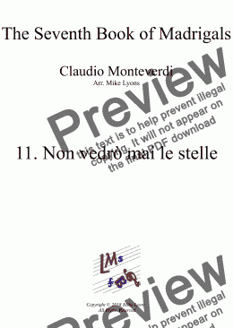 page one of Brass Sextet - Monteverdi Madrigals Book 7 - 11. Non vedrò mai le stelle a6