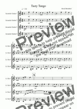 page one of Tasty Tango for Guitar Quartet