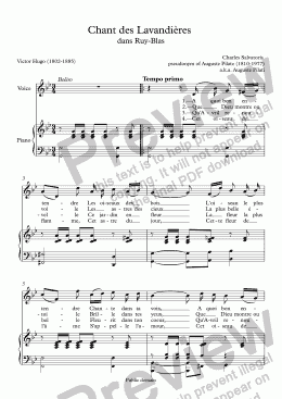 page one of Chant des Lavandières  (Auguste Pilati / Victor Hugo)