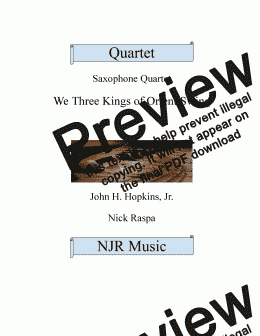 page one of We Three Kings of Orient Swing - Saxophone Quartet (AATB)
