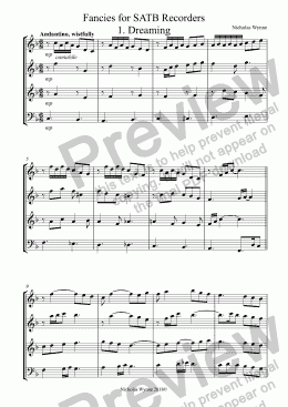 page one of Fancies for SATB Recorders 