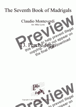 page one of Brass Quintet - Monteverdi Madrigals Book 7 - 13. Perché fuggi a5